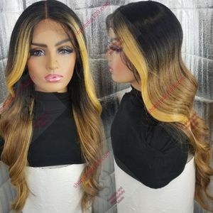 Sexy chic human hair lace front wig with highlight